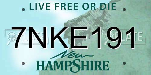 7NKE191 New Hampshire License Plate