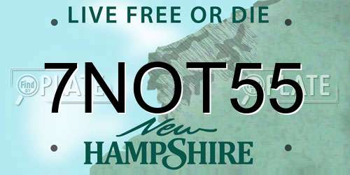 7NOT55 New Hampshire License Plate