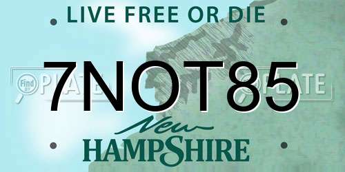 7NOT85 New Hampshire License Plate