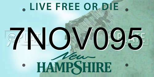 7NOV095 New Hampshire License Plate