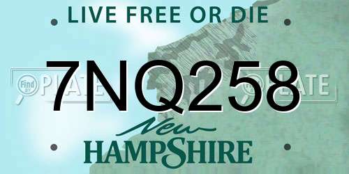 7NQ258 New Hampshire License Plate