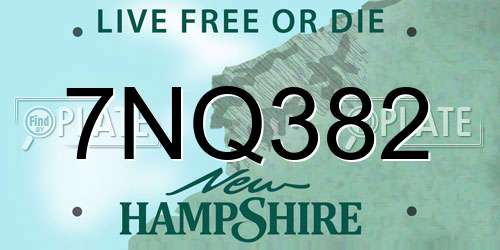 7NQ382 New Hampshire License Plate