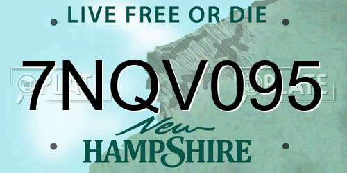 7NQV095 New Hampshire License Plate