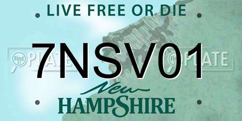 7NSV01 New Hampshire License Plate