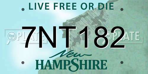 7NT182 New Hampshire License Plate