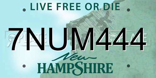 7NUM444 New Hampshire License Plate