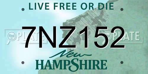 7NZ152 New Hampshire License Plate