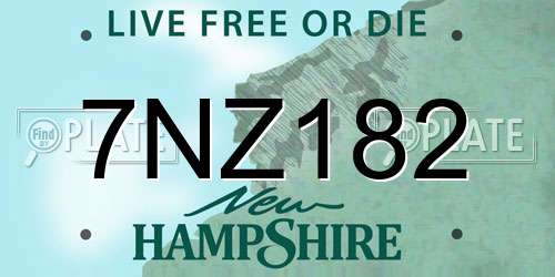 7NZ182 New Hampshire License Plate