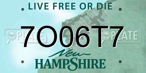 7O06T7 New Hampshire License Plate