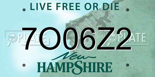 7O06Z2 New Hampshire License Plate