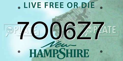 7O06Z7 New Hampshire License Plate