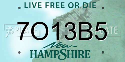 7O13B5 New Hampshire License Plate