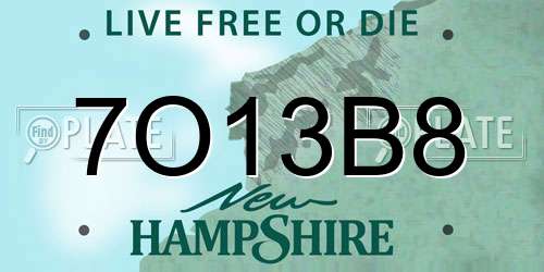 7O13B8 New Hampshire License Plate