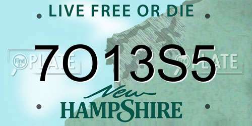 7O13S5 New Hampshire License Plate