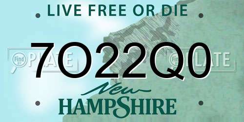 7O22Q0 New Hampshire License Plate