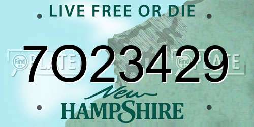 7O23429 New Hampshire License Plate