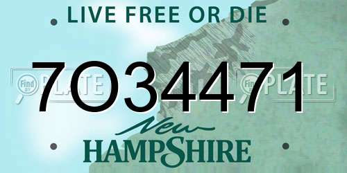 7O34471 New Hampshire License Plate