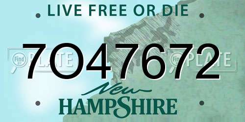 7O47672 New Hampshire License Plate