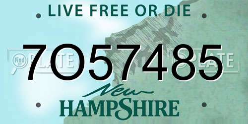 7O57485 New Hampshire License Plate