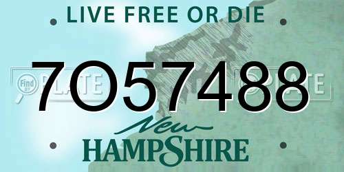 7O57488 New Hampshire License Plate