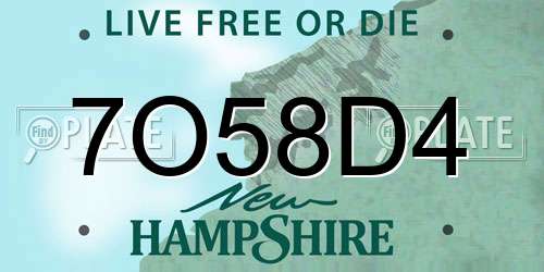 7O58D4 New Hampshire License Plate