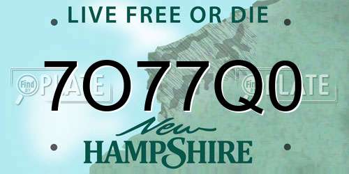7O77Q0 New Hampshire License Plate