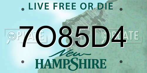 7O85D4 New Hampshire License Plate