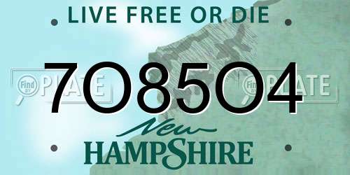 7O85O4 New Hampshire License Plate