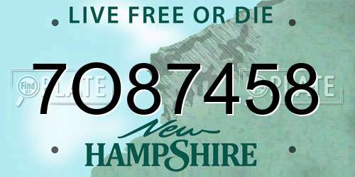 7O87458 New Hampshire License Plate