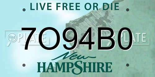 7O94B0 New Hampshire License Plate