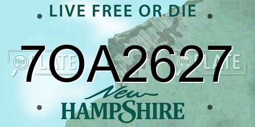 7OA2627 New Hampshire License Plate