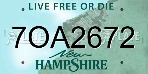 7OA2672 New Hampshire License Plate