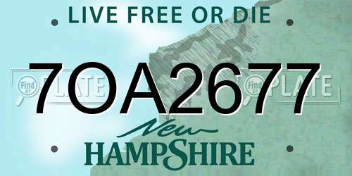 7OA2677 New Hampshire License Plate