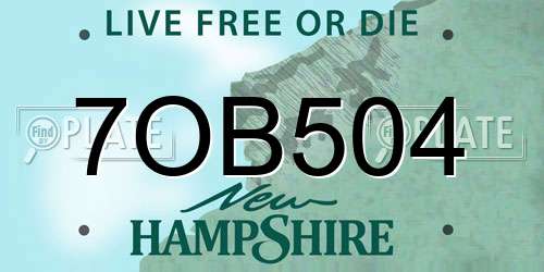 7OB504 New Hampshire License Plate