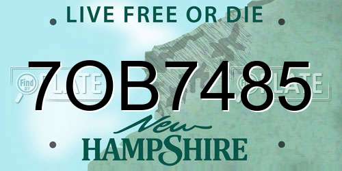 7OB7485 New Hampshire License Plate