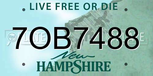 7OB7488 New Hampshire License Plate