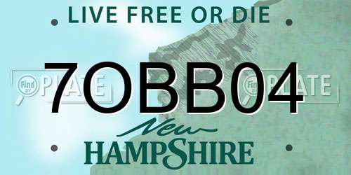 7OBB04 New Hampshire License Plate