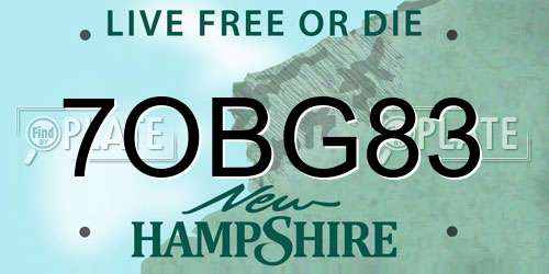 7OBG83 New Hampshire License Plate