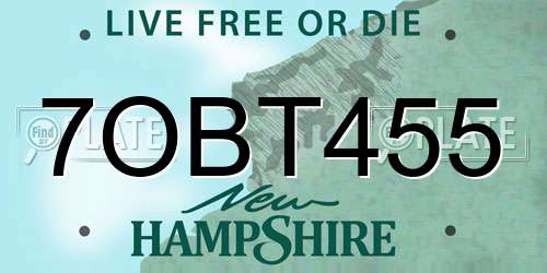7OBT455 New Hampshire License Plate