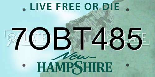 7OBT485 New Hampshire License Plate