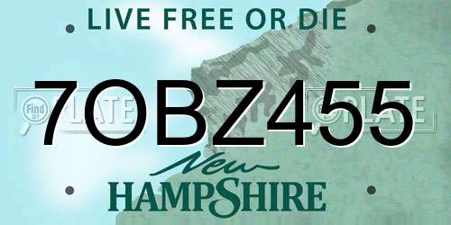 7OBZ455 New Hampshire License Plate
