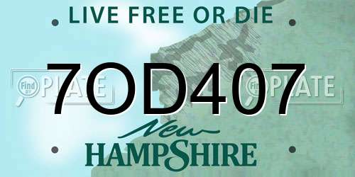 7OD407 New Hampshire License Plate