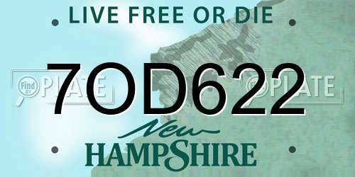 7OD622 New Hampshire License Plate