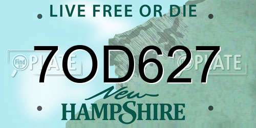 7OD627 New Hampshire License Plate