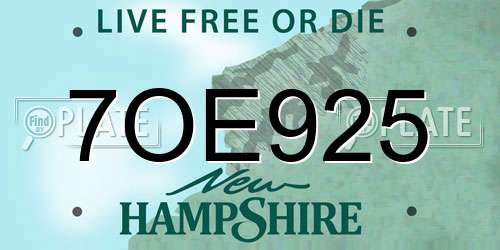 7OE925 New Hampshire License Plate