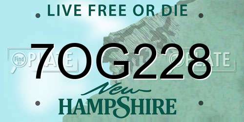 7OG228 New Hampshire License Plate
