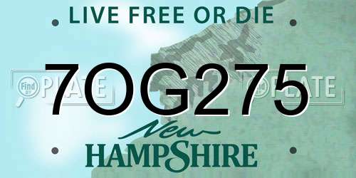 7OG275 New Hampshire License Plate