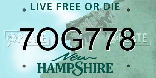 7OG778 New Hampshire License Plate