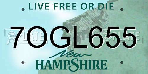 7OGL655 New Hampshire License Plate