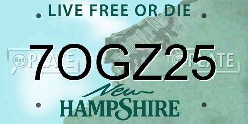 7OGZ25 New Hampshire License Plate